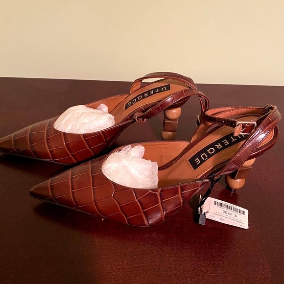 UTERQUE Leather Slingback Heels 37 - SPAIN - Picture 4 of 6